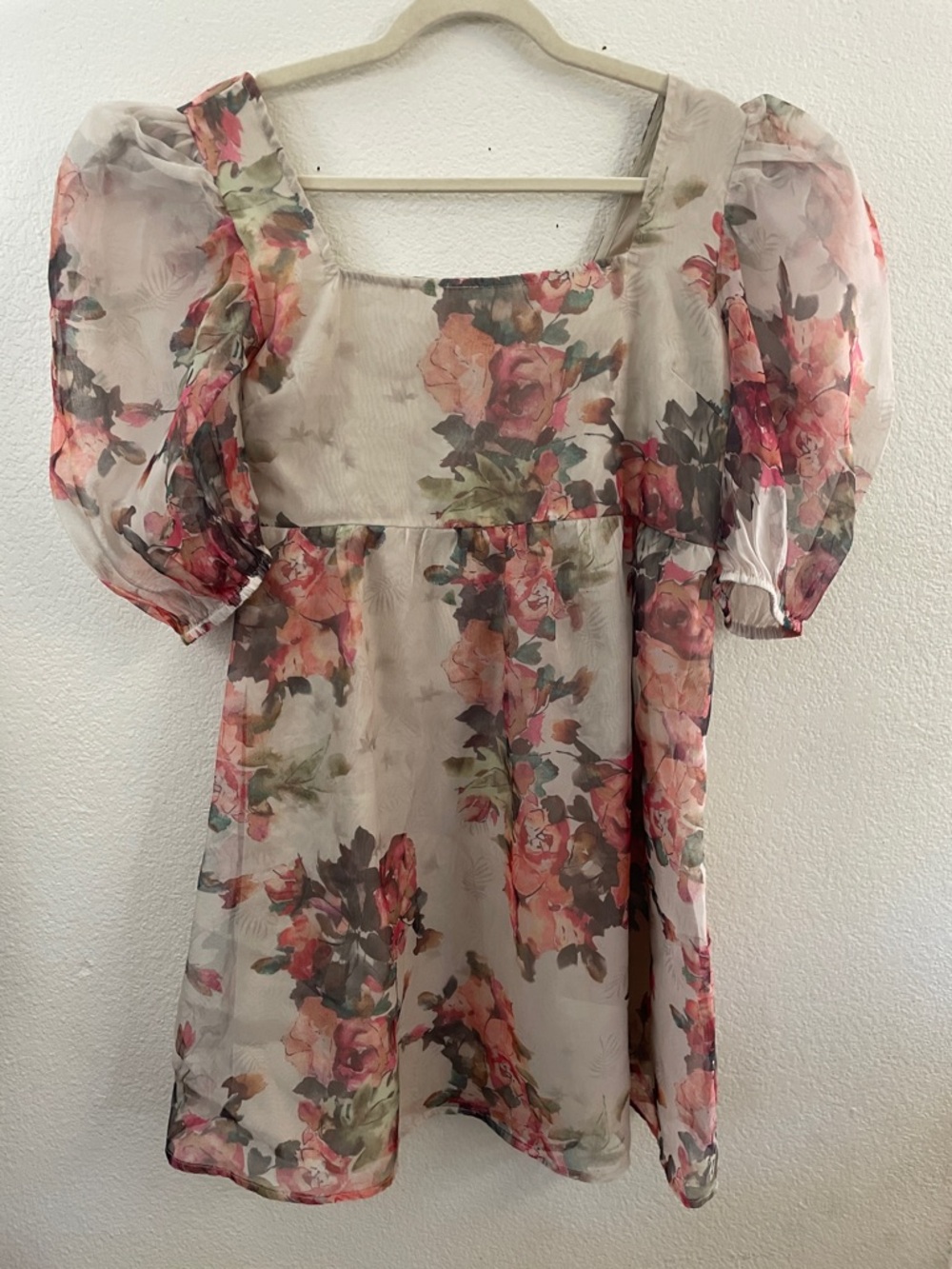 Floral Sheer floral dress in Cream baby doll coquette XL 19x35